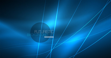 Neon glowing magic background, neon banner, night sky wallpaper. Magic light effect. Christmas abstract pattern.