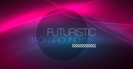 Digital technology abstract background - neon geometric design. Abstract glowing lines. Colorful techno background. Futuristic shape.