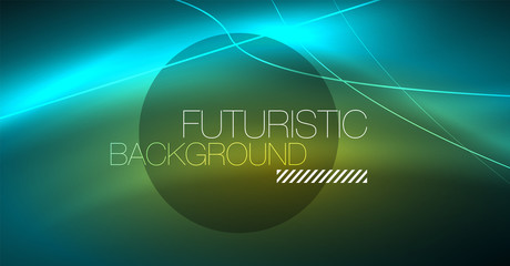 Digital technology abstract background - neon geometric design. Abstract glowing lines. Colorful techno background. Futuristic shape.