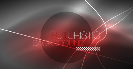 Digital technology abstract background - neon geometric design. Abstract glowing lines. Colorful techno background. Futuristic shape.