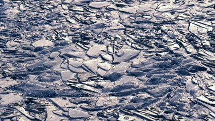 cracked ice on the river 