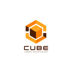 Yellow Cube Logo Sign Symbol Icon