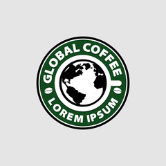 Global Coffee Shop Logo Sign Symbol Icon