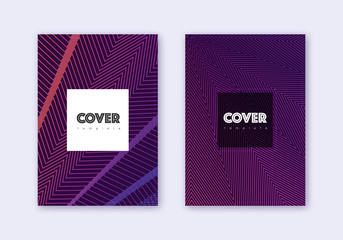 Hipster cover design template set. Violet abstract