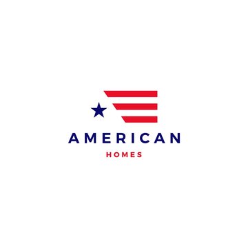 American Flag House Home Mortgage Logo Vector Icon