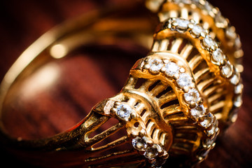 Gold ring with crystals