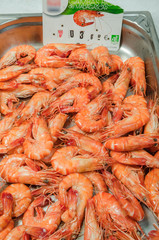 Etal de gambas bio de Madagascar