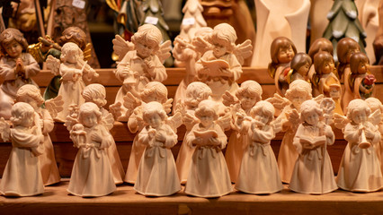 Christmas decorations at Christmas Market in Vienna. Beautiful angels.