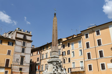 Obelisk in Pantheon Square - Piazza della Rotonda in Rome, Italy