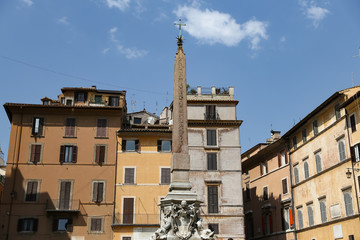 Fototapeta na wymiar Obelisk in Pantheon Square - Piazza della Rotonda in Rome, Italy