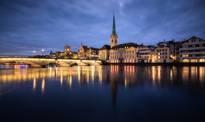 Fototapeta na wymiar Zurich, Switzerland - view of the old town with the Limmat river