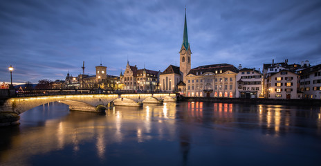 Fototapeta premium Zurich, Switzerland - view of the old town with the Limmat river