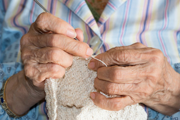 Hands of elderly person