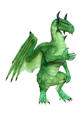 3D Rendering Fairy Tale Dragon on White