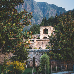 A 17th century Mughal Fort, Pari Mahal, situated in the Zabarwan Hills in Srinagar. Old fort in India.