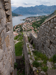 Fortification Walls high above the ancient city of Kotor