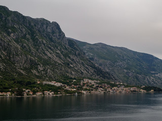 View of Kotor from the bay of Kotor in Montenegro