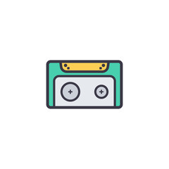 Cassette flat vector icon sign symbol