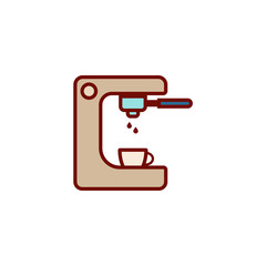 Coffee machine flat vector icon sign symbol