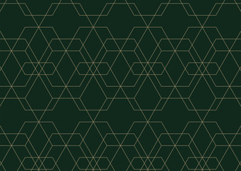 Abstract geometric pattern with lines on dark green background