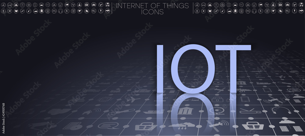 Leinwandbilder 	 Internet of things (IOT), devices and connectivity concepts on a network, cloud at center. digital circuit board above the planet Earth.