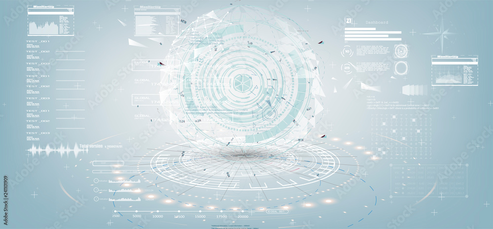 Poster set of black and white infographic elements. head-up display elements for the web and app. futuristi