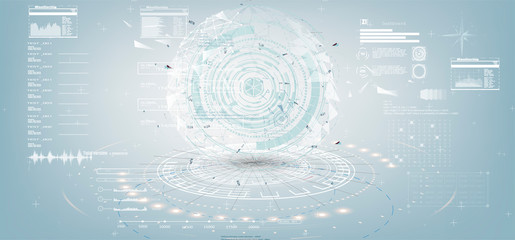 Obraz premium Set of black and white infographic elements. Head-up display elements for the web and app. Futuristic user interface. Style in HUD