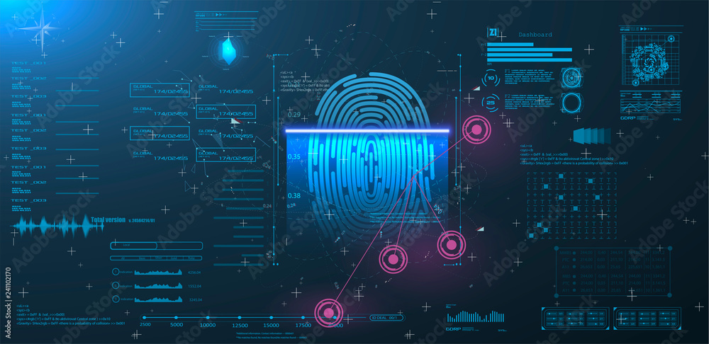 Poster vector hud elements set for futuristic user interface abstract digital conceptual technology securit