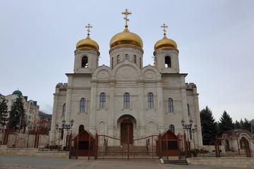 Fototapeta na wymiar Exterior of the Spassky Cathedral. Founded in 1845. Pyatigorsk, Russia