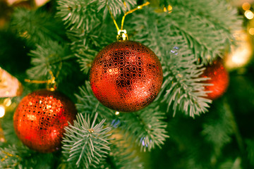 Christmas decoration. Decor for New Year's holiday. Christmas decorations. Home decoration in winter. Festive mood. New Year card. Christmas background.