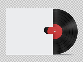 Vinyl record with cover in realistic style