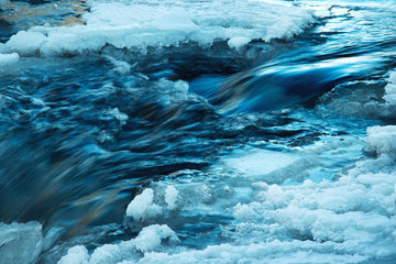 Detail of winter frozen river