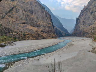 Mountains and river from the middle. Natural Landscape