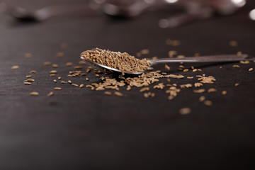 Cumin Seeds on black background