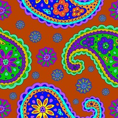 Bright hand-drawn ornament with unusual patterns in cartoon style.