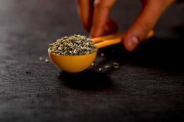 Fennel seeds in spoon