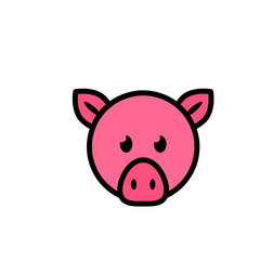 Pig head flat vector icon sign symbol