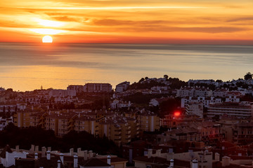 Beautiful sun set in the city