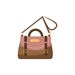 Pink and brown hand bag illustration. Shopping, accessory, bag. Fashion concept. Vector illustration can be used for topics like clothing, fashion, advertisement, shopping