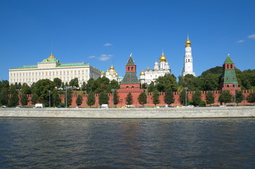 Summer view of the Moscow Kremlin and the Kremlin embankment, Russia