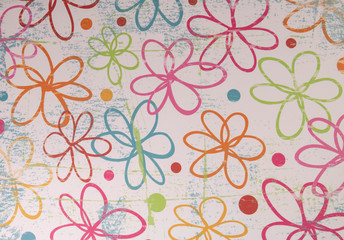 Printemps ressource graphique florale et colorée pour l'arrivée du printemps scène buccolique avec des fleurs dessinées