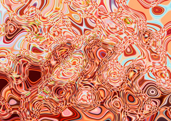 Abstract orange background of chaotic ovals and shapes.