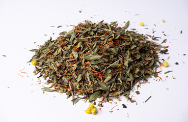Herbal tea on a white background