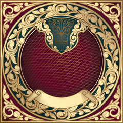 Golden ornate art deco vintage card	