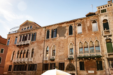 Fototapeta na wymiar Campo San Maurizio is a field in Venice, Italy, in the sestiere of San Marco. View of the Palazzo Molin, divided into two buildings, forms an important urban ensemble of Gothic architecture.