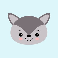 The image of cute little wolf in cartoon style. Vector children s illustration.