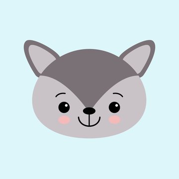 The image of cute little wolf in cartoon style. Vector children s illustration.