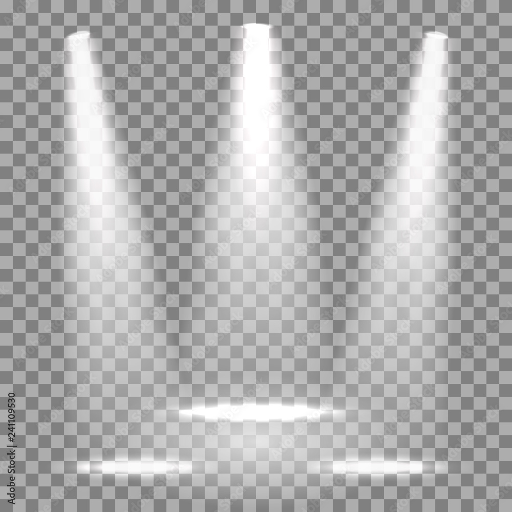 Poster illuminated spotlight on transparent background – vector