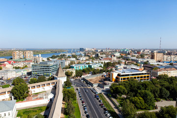 Top view of the city of Astrakhan and the Astrakhan Kremlin. Russia