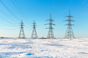Electrical pylons in the snow